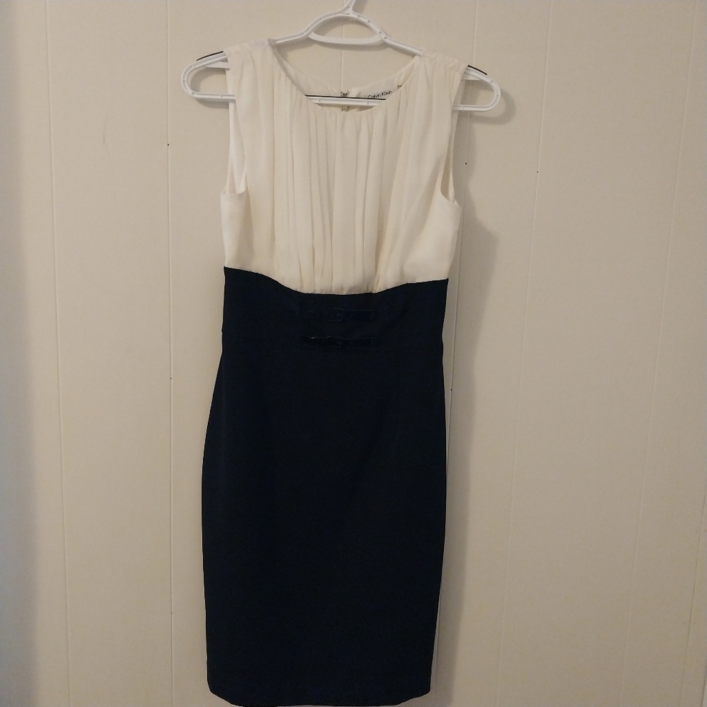 Calvin Klein Black and White Midi Dress